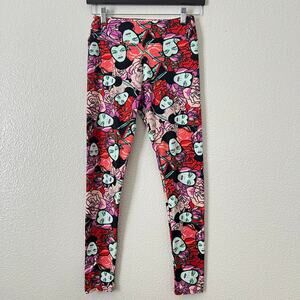Lularoe Disney Evil Queen Rose Print Leggings red pink purple